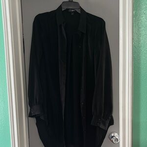 Express Black Casual Button-Down Shirt